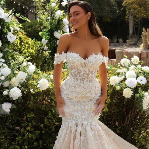 Sexy Off The Shoulder Sweetheart Neck Wedding Dress Lace Mermaid Evening Dresses Tulle Gowns Customize